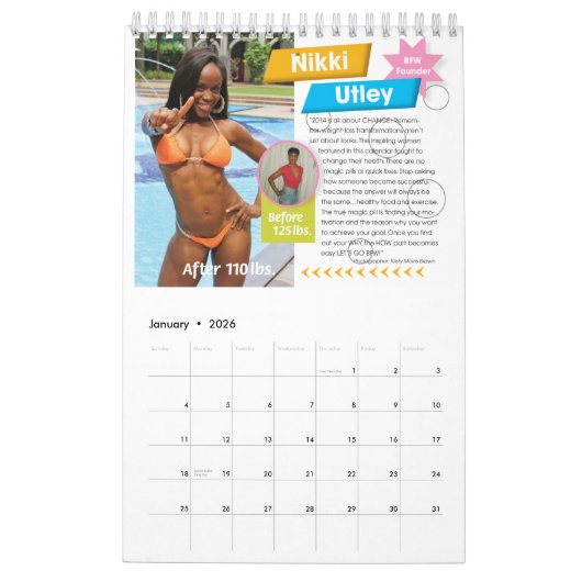 Black Fitness Women Dream Body Agenda Kalender (Jan 2026)