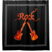Black Flame Rock gitaren Douchegordijn (Voorkant)