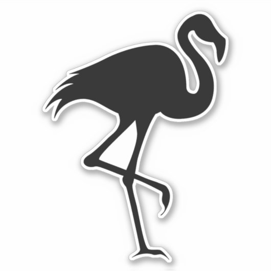 Black Flamingo Silhouette Bird Willife Sticker (Voorkant)
