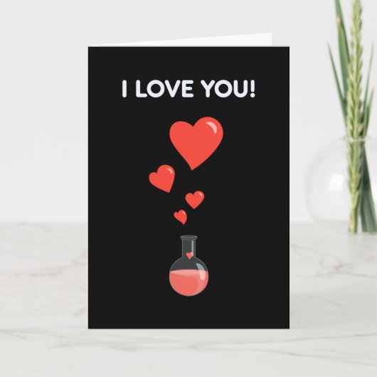 Black Flask of Hearts I Love You Geek Feestdagen Kaart (Voorkant)
