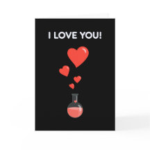 Black Flask of Hearts I Love You Geek
