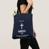 Black Flecks Pattern Bible Chapter Verse Christeli Tote Bag (Dichtbij)