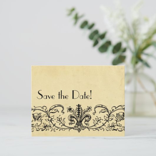 Black Fleur Bewaar de datum Aankondigingskaart (Staand voorkant)