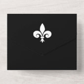 Black Fleur de Lis All in One Wedding Invite Uitnodiging (Achterkant)