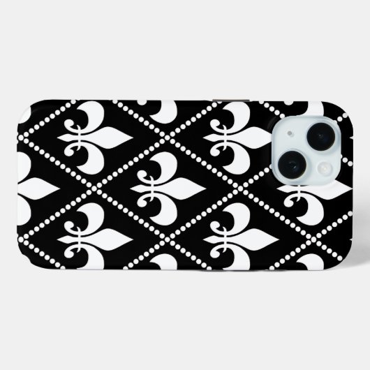Black Fleur de Lis Case-Mate iPhone Case (Achterkant (horizontaal))