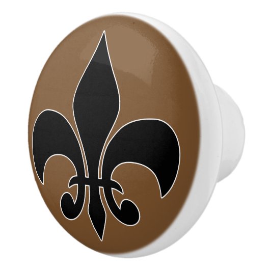 Black Fleur-de-Lis Custom Ceramic Knob. Keramische Knop (Rechts)