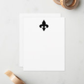 Black Fleur de Lis Flat Note-kaarten Notitiekaartje (Voorkant / Achterkant in situ)