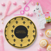 Black Fleur de Lis op Gold-achtergrond Papieren Bordje (Feest)