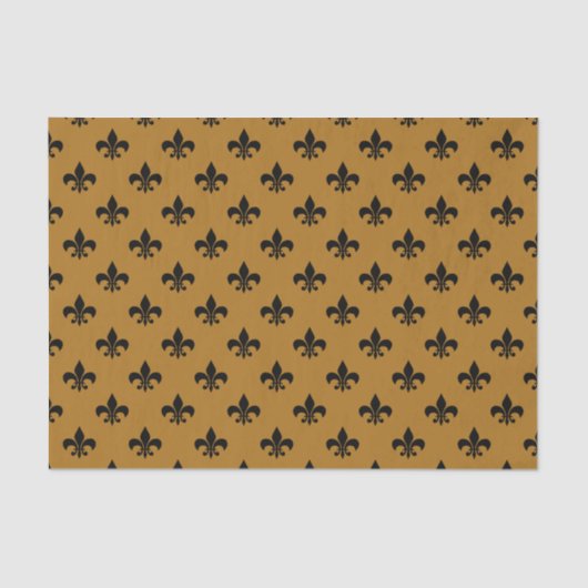 Black Fleur-de-lis op Matte Gold Tissuepapier (Voorkant)