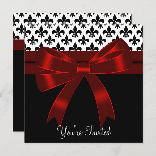 Black Fleur De Lis Party Kaart (Voorkant / Achterkant)