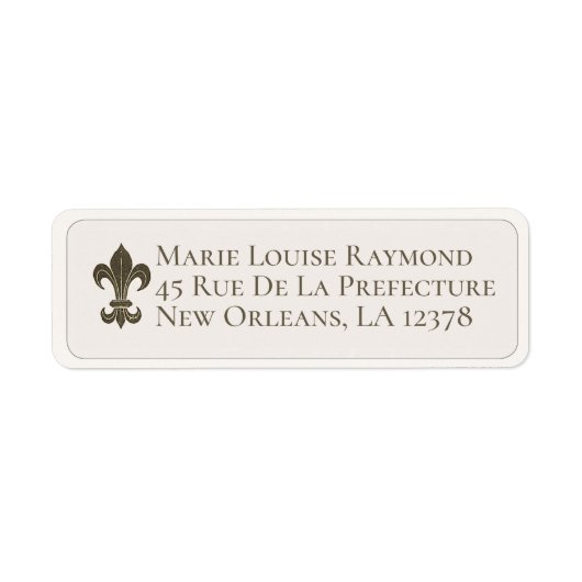 Black Fleur de Lis Return Address Label (Voorkant)