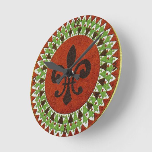 Black Fleur de Lis Ronde Klok (Hoek)
