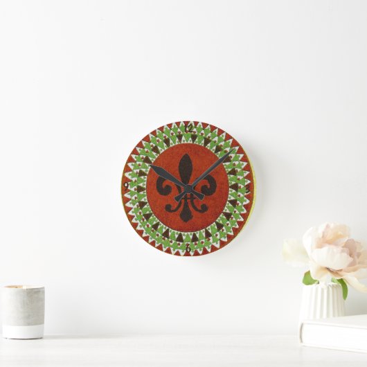 Black Fleur de Lis Ronde Klok (Huis)