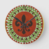 Black Fleur de Lis Ronde Klok (Voorkant)