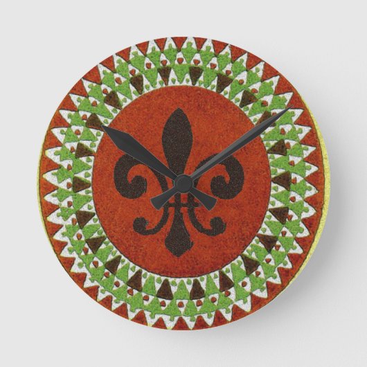 Black Fleur de Lis Ronde Klok (Voorkant)