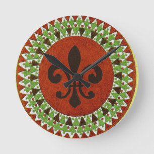 Black Fleur de Lis Ronde Klok
