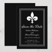 Black Fleur de Lis Save the Date Invite Kaart (Voorkant / Achterkant)