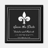 Black Fleur de Lis Save the Date Magnet (Voorkant)