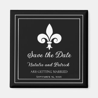 Black Fleur de Lis Save the Date Magnet