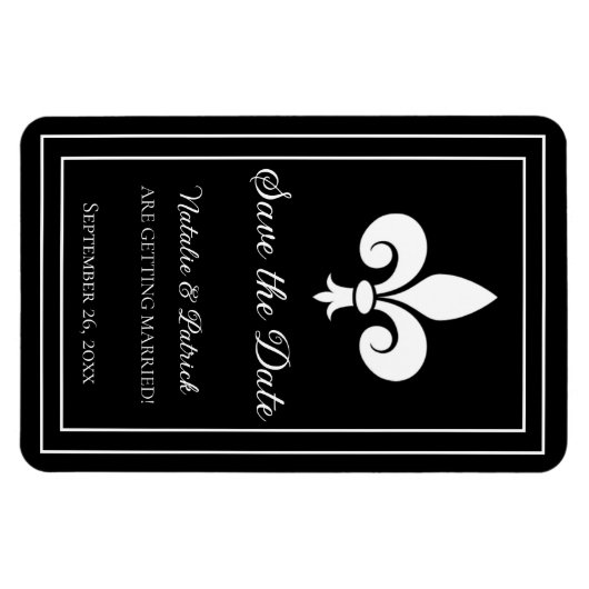 Black Fleur de Lis Save the Date Magnet Magneet (Horizontaal)