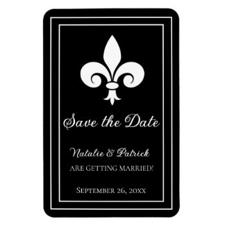Black Fleur de Lis Save the Date Magnet Magneet