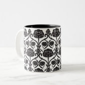 Black Fleur-de-Lis Tweekleurige Koffiemok (Voorkant links)