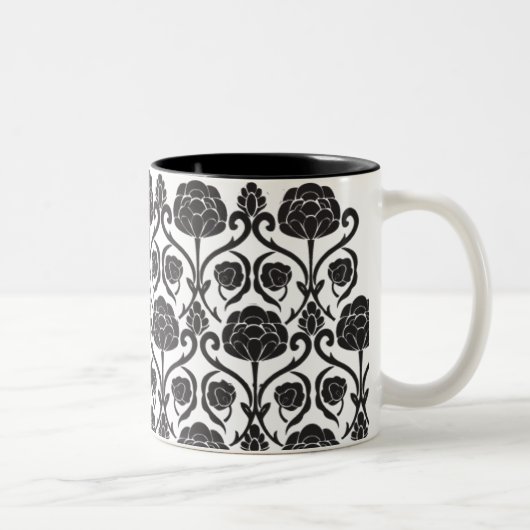 Black Fleur-de-Lis Tweekleurige Koffiemok (Rechts)