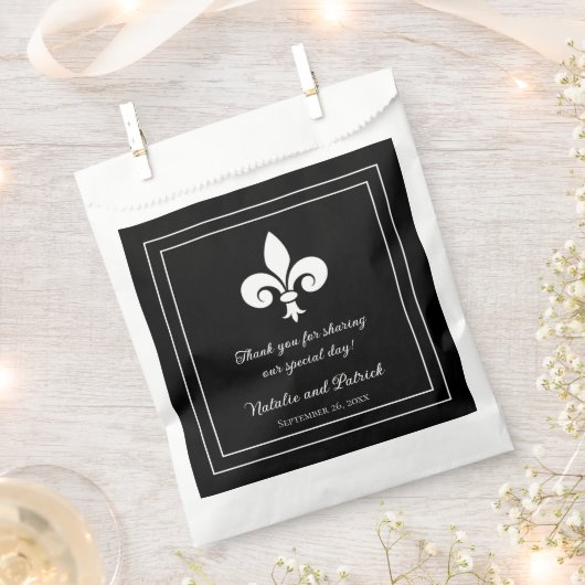 Black Fleur de Lis Wedding Favor Bags Bedankzakje (Geknipt)