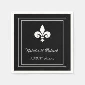 Black Fleur de Lis Wedding Paper Napkins Servet (Voorkant)