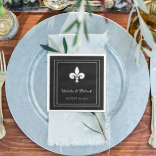 Black Fleur de Lis Wedding Paper Napkins Servet