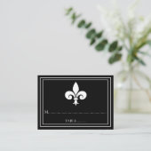 Black Fleur de Lis Wedding Place Cards Plaatskaartje (Staand voorkant)