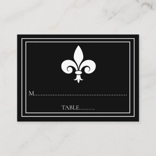 Black Fleur de Lis Wedding Place Cards Plaatskaartje (Voorkant)