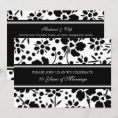 Black Floral 20th Jubileum Party Invitation Kaart (Voorkant / Achterkant)