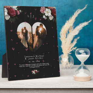 Black Floral Aangepast fotocollage cadeau voor par Fotoplaat