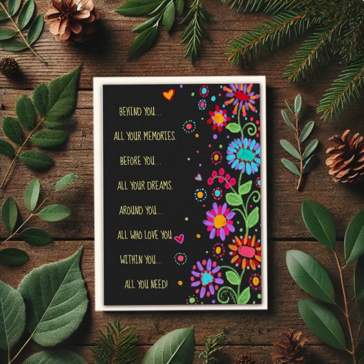 Black Floral Alles wat je nodig hebt Gefeliciteerd Kaart