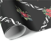 Black Floral and Lattice Sweet Valentine Cadeaupapier (Rol Hoek)