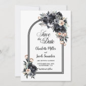 Black Floral Arch Wedding Sla de datum op Save The Date (Voorkant)