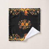 Black Floral Bad Handdoek (Wasdoekje)