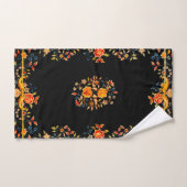 Black Floral Bad Handdoek (Handdoek)