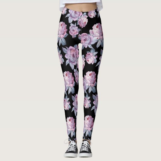 Black Floral Blend Women's Leggings (Voorkant)