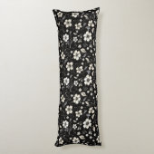 Black Floral Body Pillow Lichaamskussen (Achterkant (Verticaal))