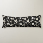 Black Floral Body Pillow Lichaamskussen (Voorkant)
