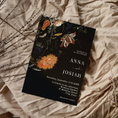 Black Floral Boho Chic Wedding Kaart