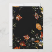 Black Floral Boho Chic Wedding Kaart (Achterkant)
