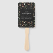Black floral botanical bruiloft fan handwaaier (Voorkant)
