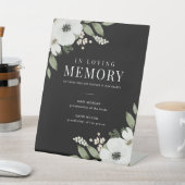 Black Floral Botanical Weddenschap in liefdevol ge Reclamebord Met Voetstuk (Insitu)