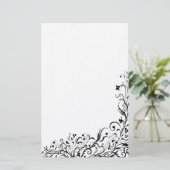 Black Floral Briefpapier (Staand voorkant)
