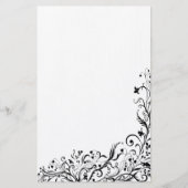 Black Floral Briefpapier (Voorkant)