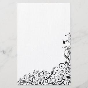 Black Floral Briefpapier