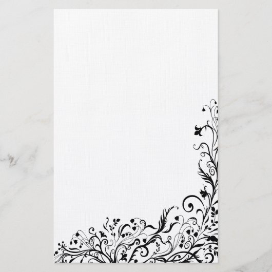 Black Floral Briefpapier (Voorkant)